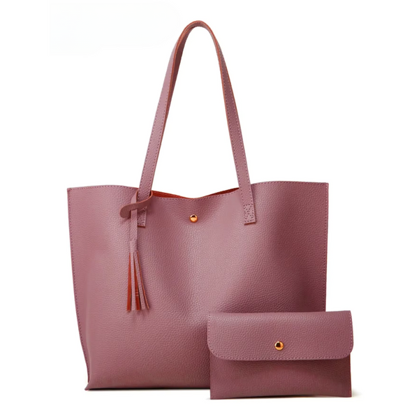 Pink handbag with matching purse
