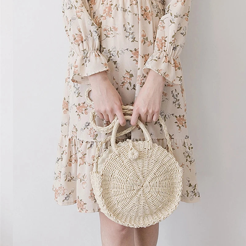 ByMave - Round wicker bag with shoulder strap
