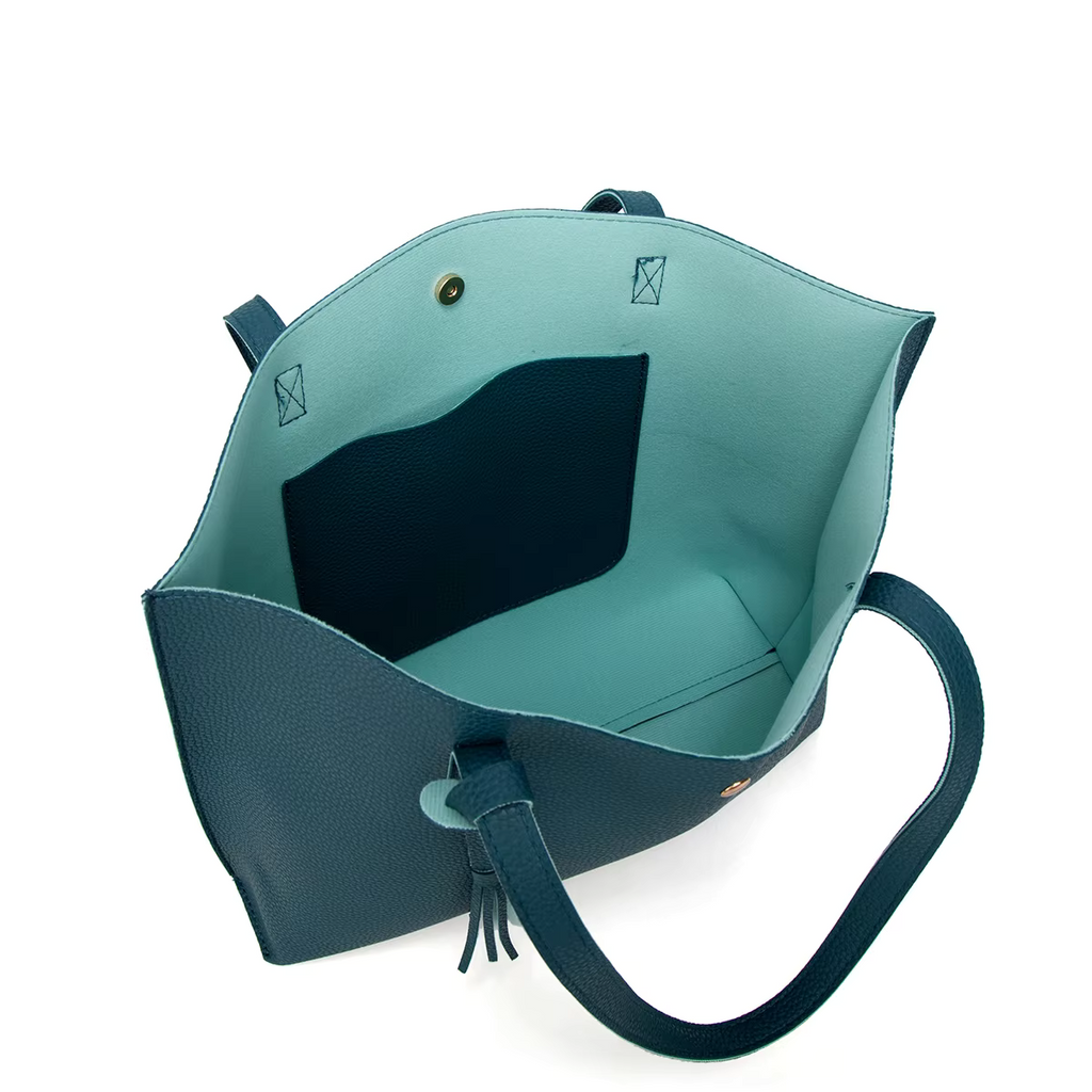 Lagoon blue handbag with matching wallet