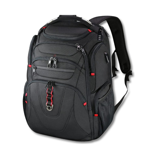 Waterproof canvas travel backpack for laptop with USB charging port