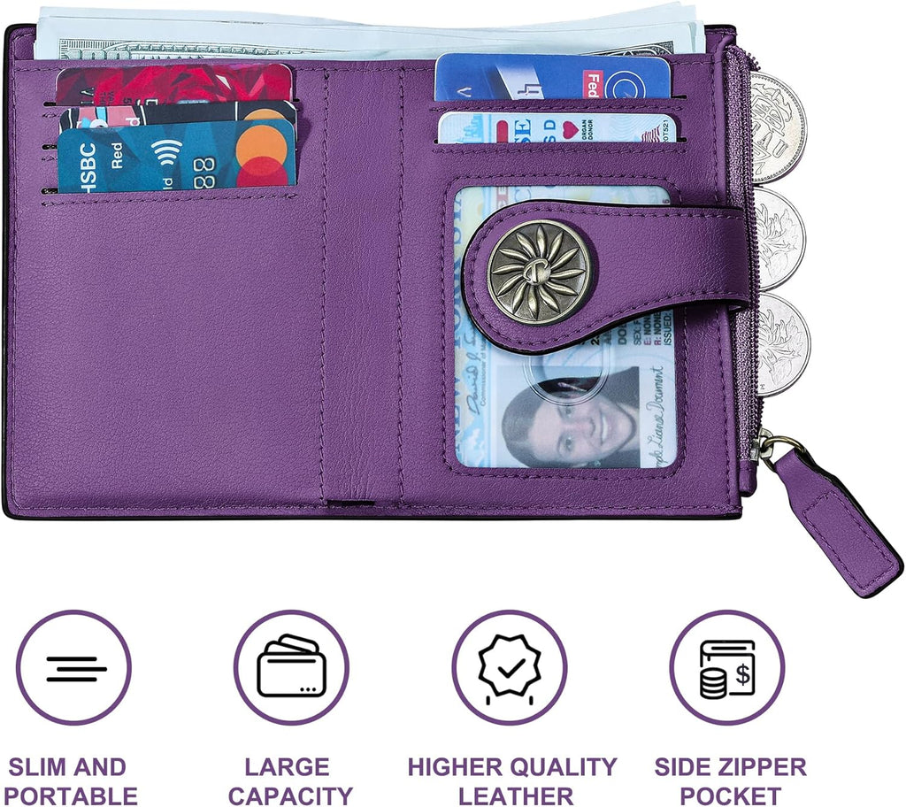 Women's RFID wallet with zip pocket - Claire