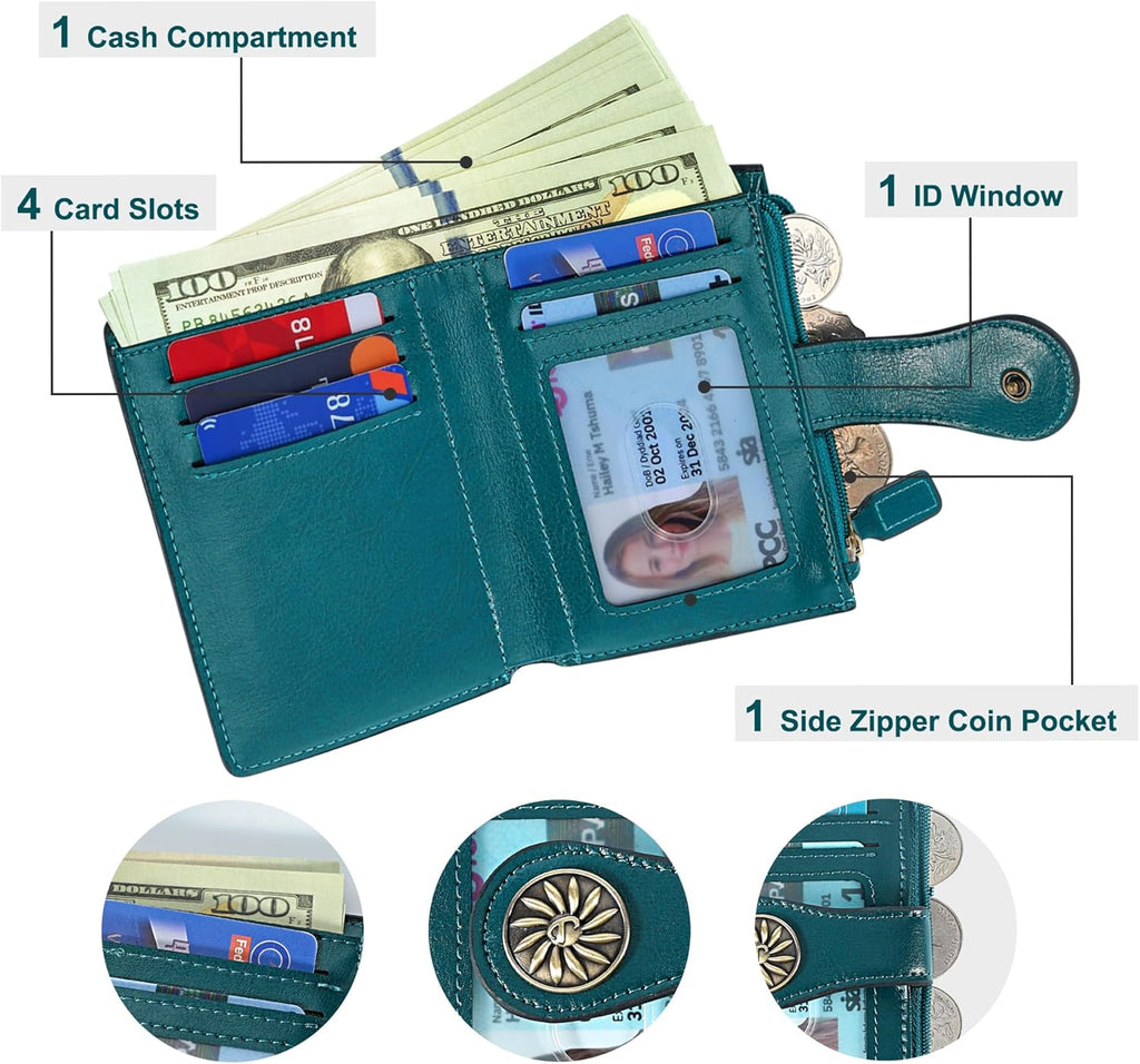 Women's RFID wallet with zip pocket - Claire