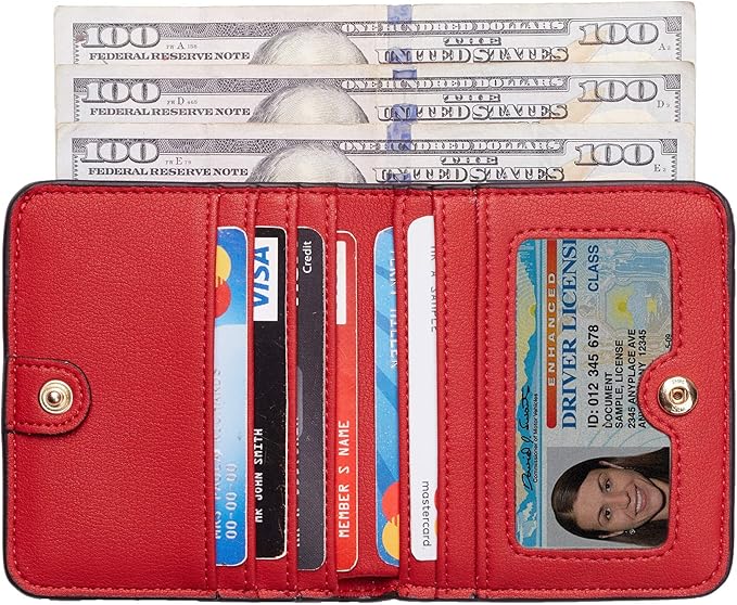 Deluxe leather compact wallet for ladies with RFID blocking - Elvira