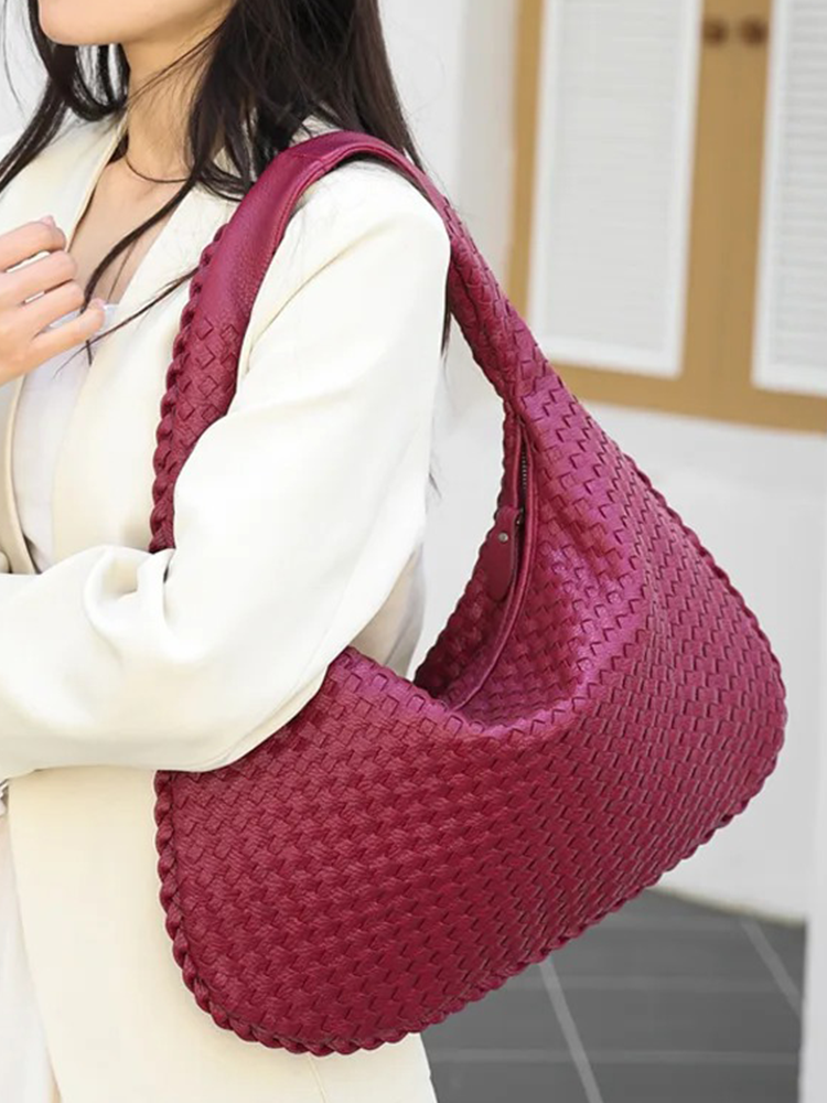 Brianna Braided Shoulder Bag Ladies | Handbag | Design Bag Burgundy Red