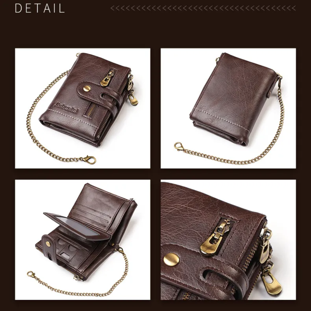 Retro leather wallet | With cool chain!