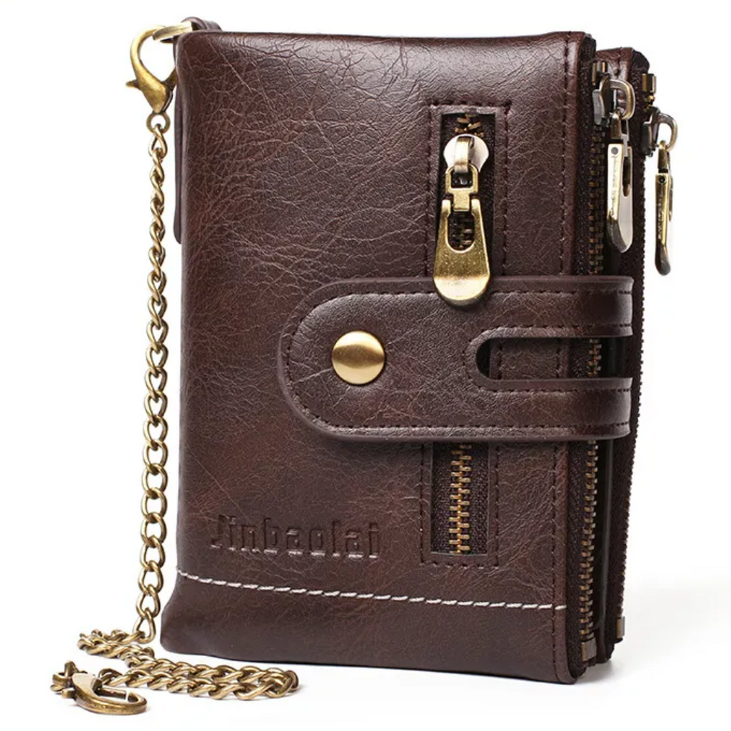 Retro leather wallet | With cool chain!