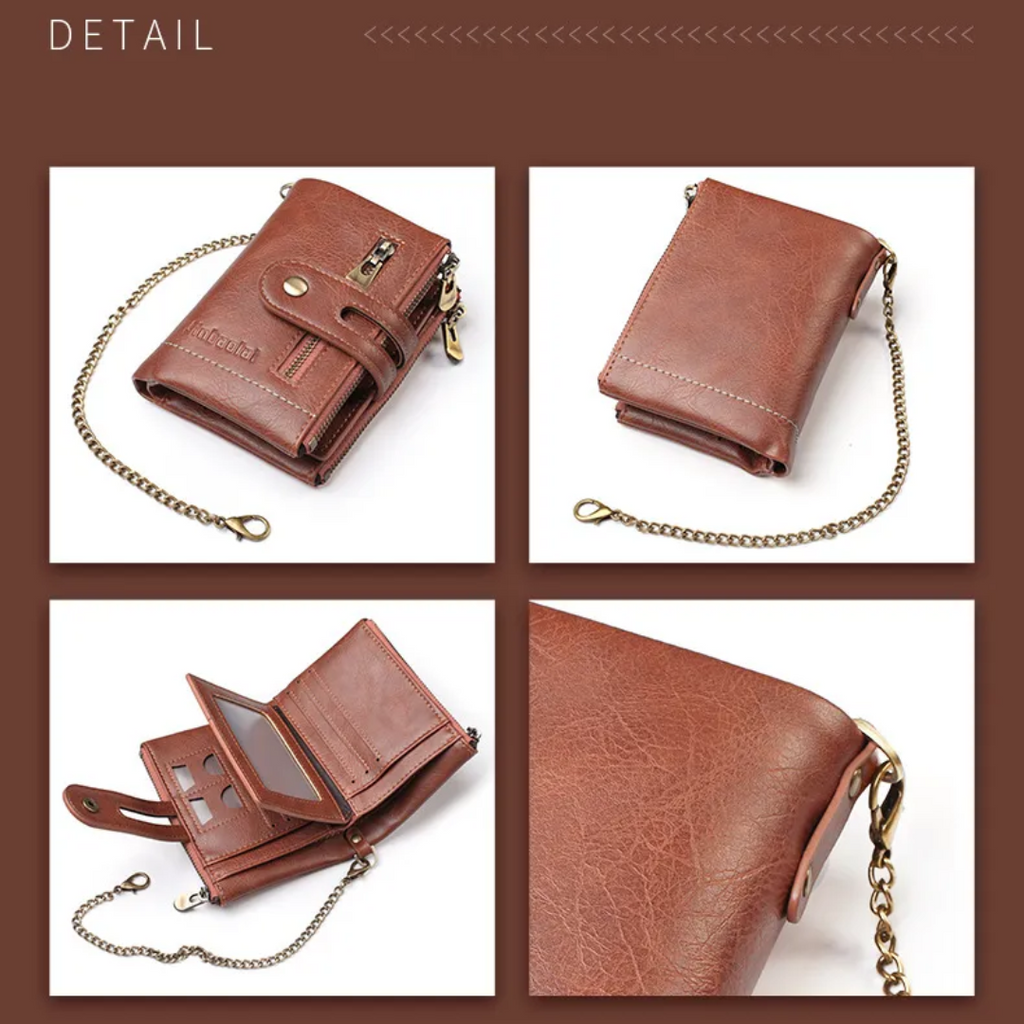 Retro leather wallet | With cool chain!