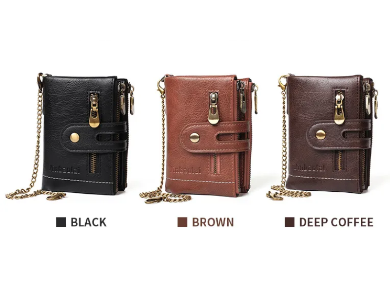 Retro leather wallet | With cool chain!