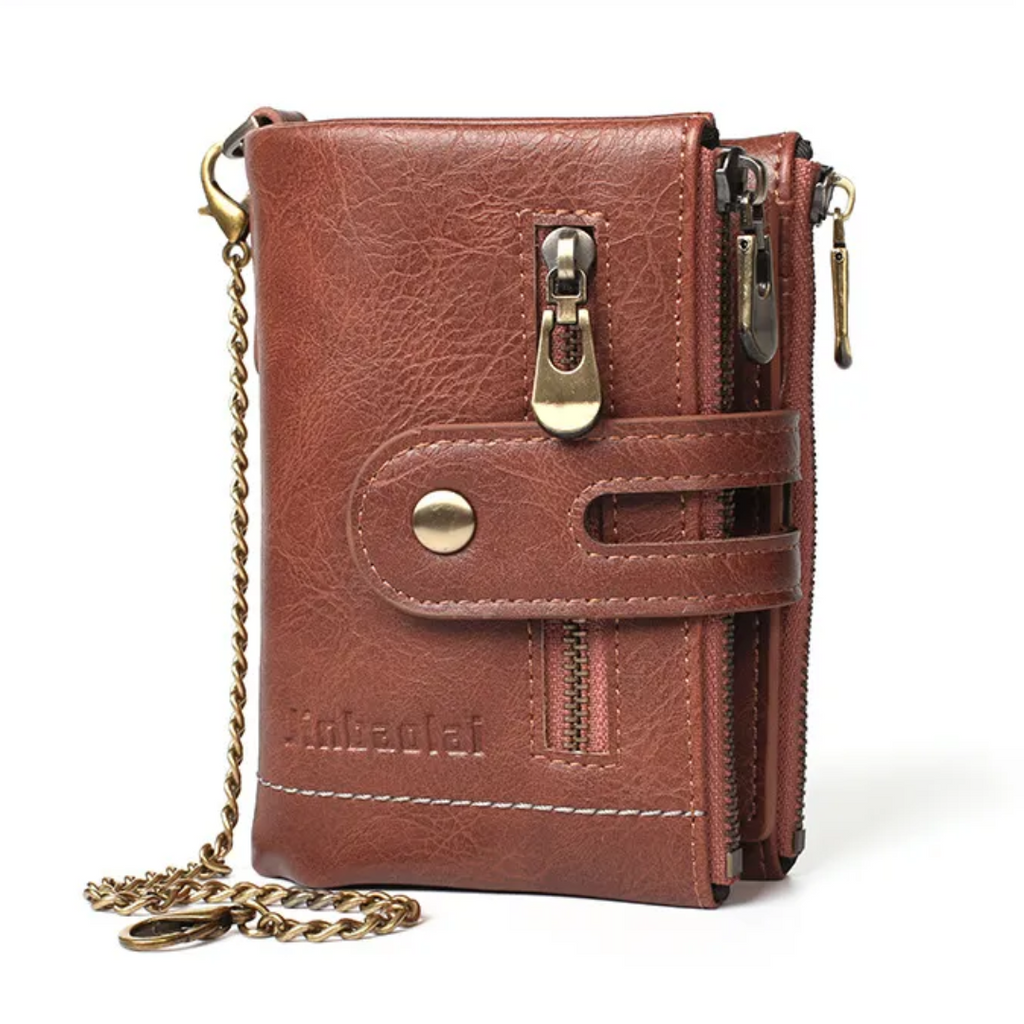 Retro leather wallet | With cool chain!