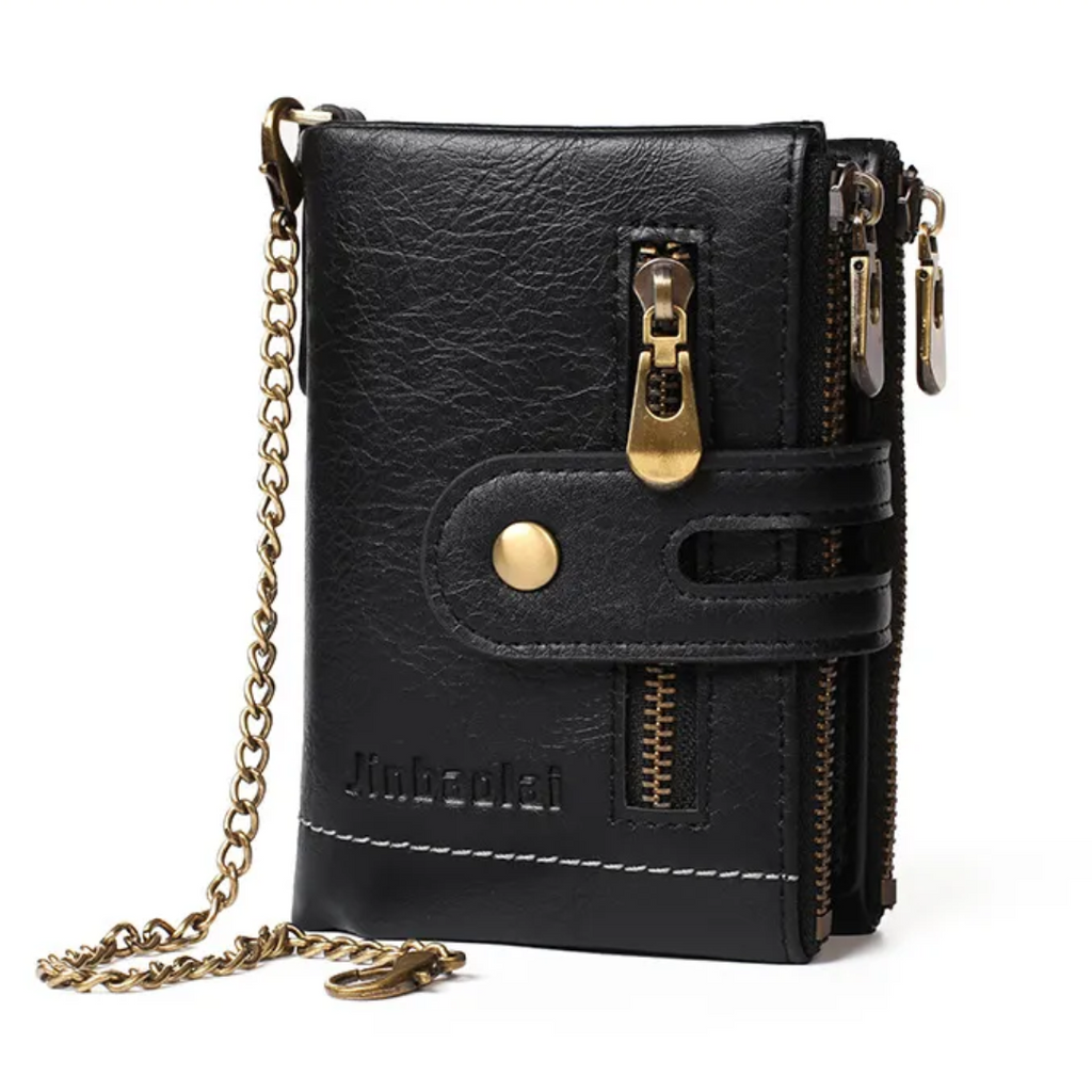 Retro leather wallet | With cool chain!
