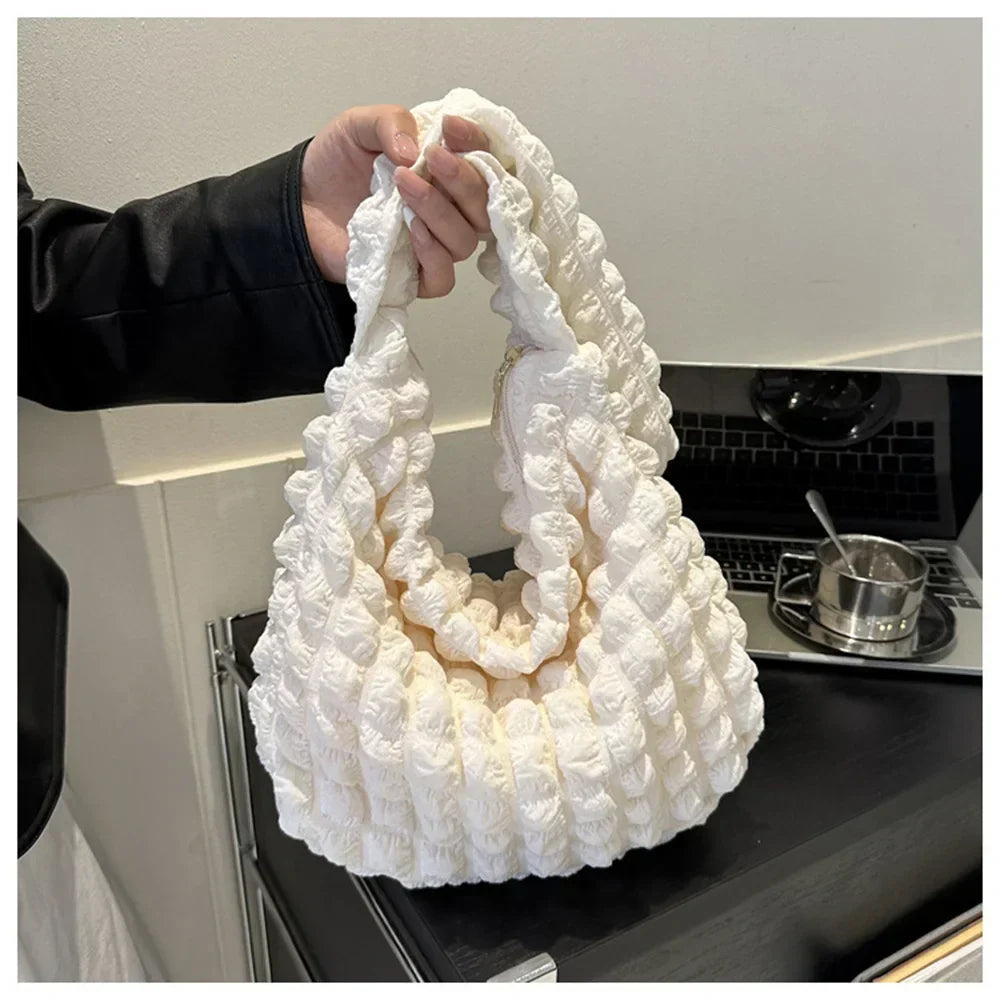 Eloisa pleated and embroidered shoulder bag