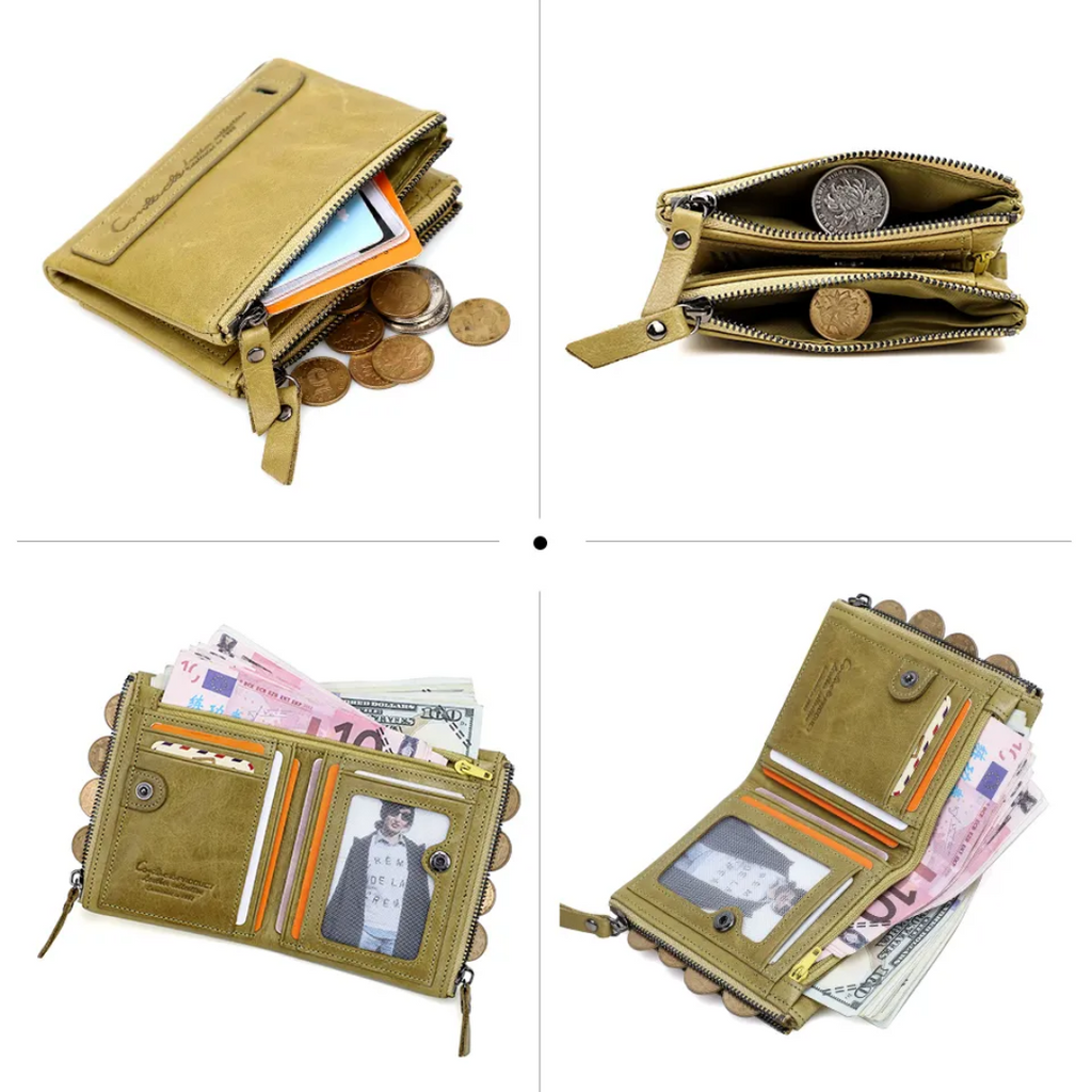 Compact wallet with double zipper closure | Practical and elegant