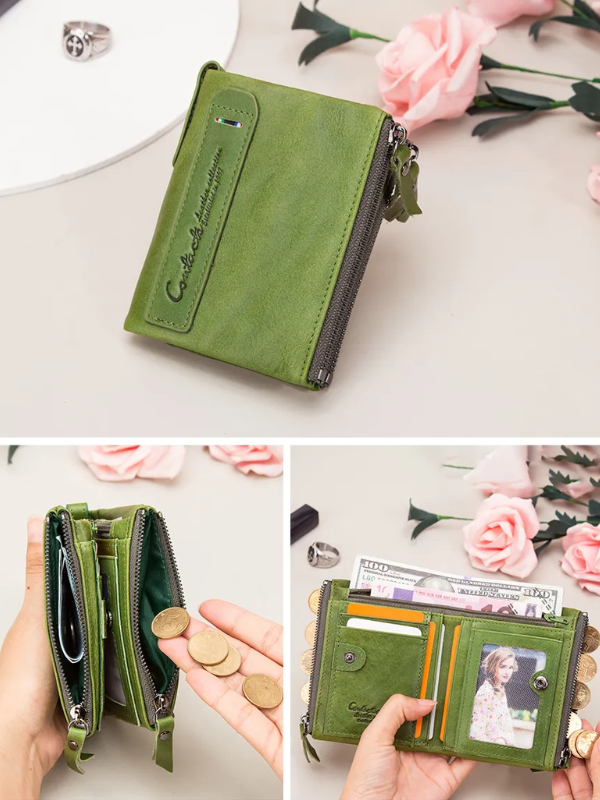 Compact wallet with double zipper closure | Practical and elegant