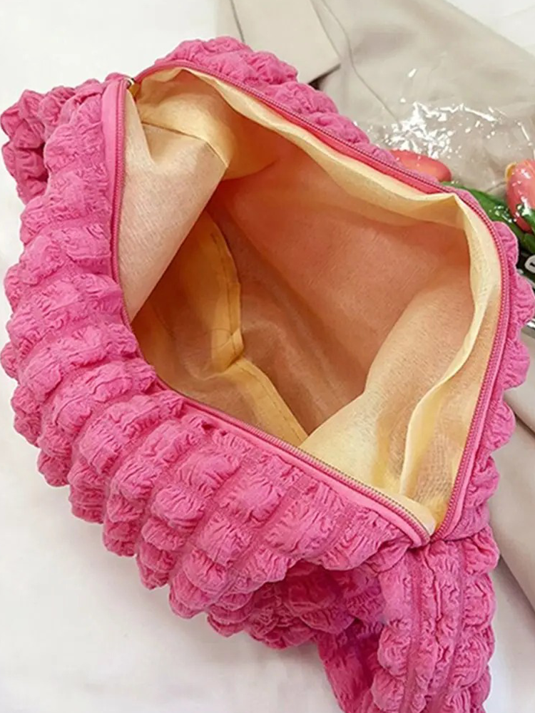 Drew Ladies Pleated Fabric Shoulder Bag | Shopper Pink