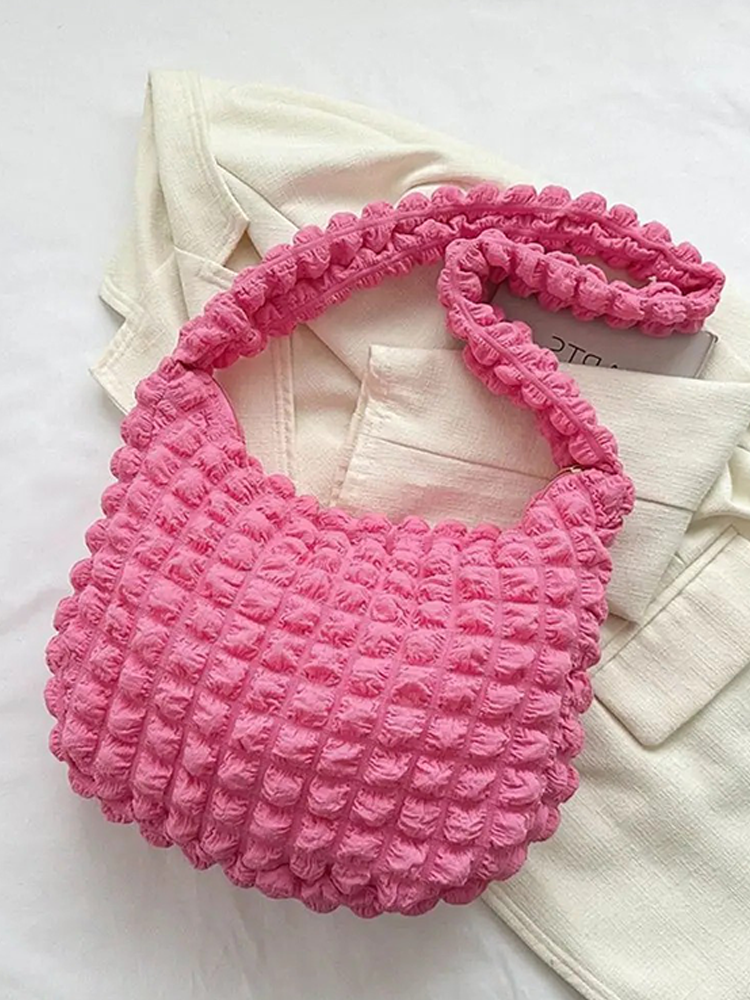 Drew Ladies Pleated Fabric Shoulder Bag | Shopper Pink
