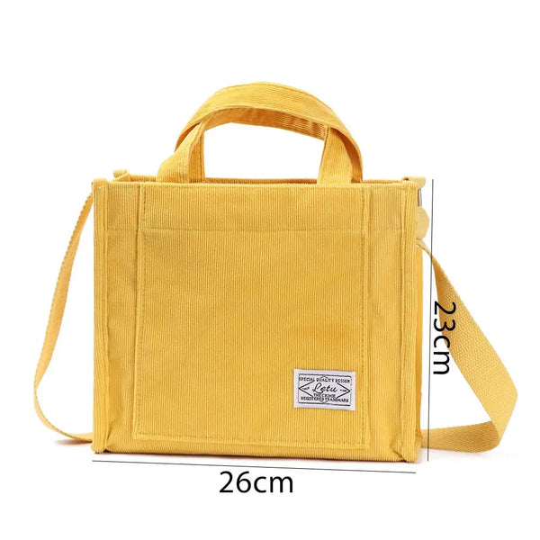 Vintage-inspired corduroy shoulder bag