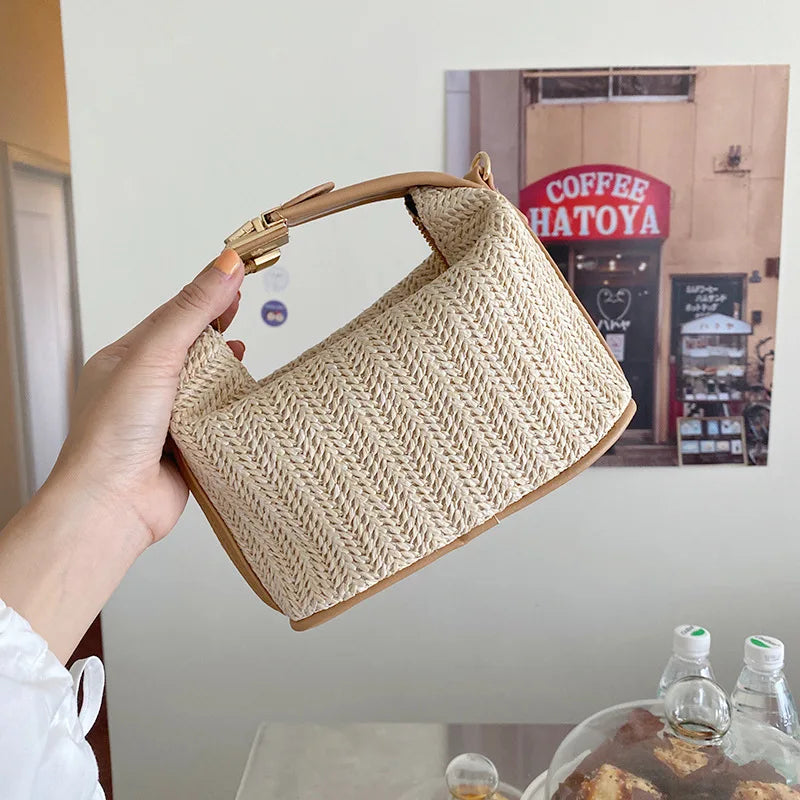 Trendy woven straw backpack