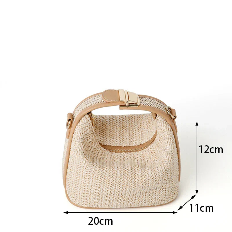 Trendy woven straw backpack