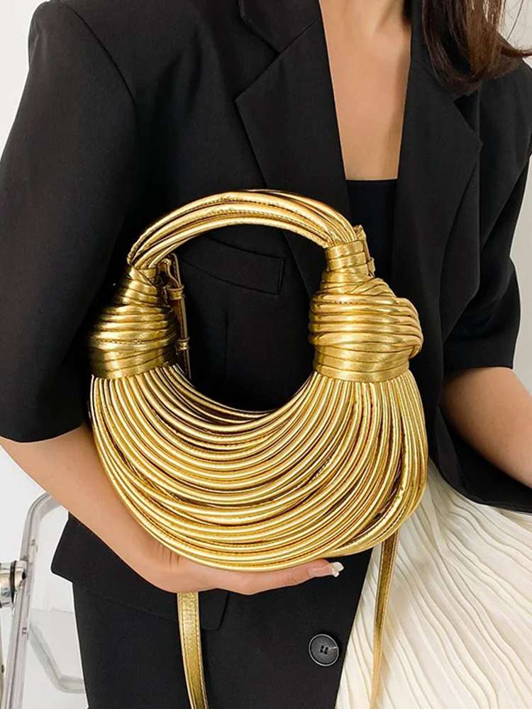 Quinn Gold Design Handbag Ladies | Buttoned Bag Ladies | Shoulder Bag | Clutch Gold