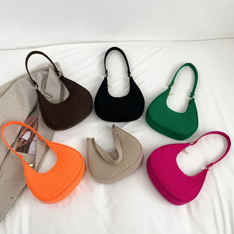 Felt half-moon shoulder bag