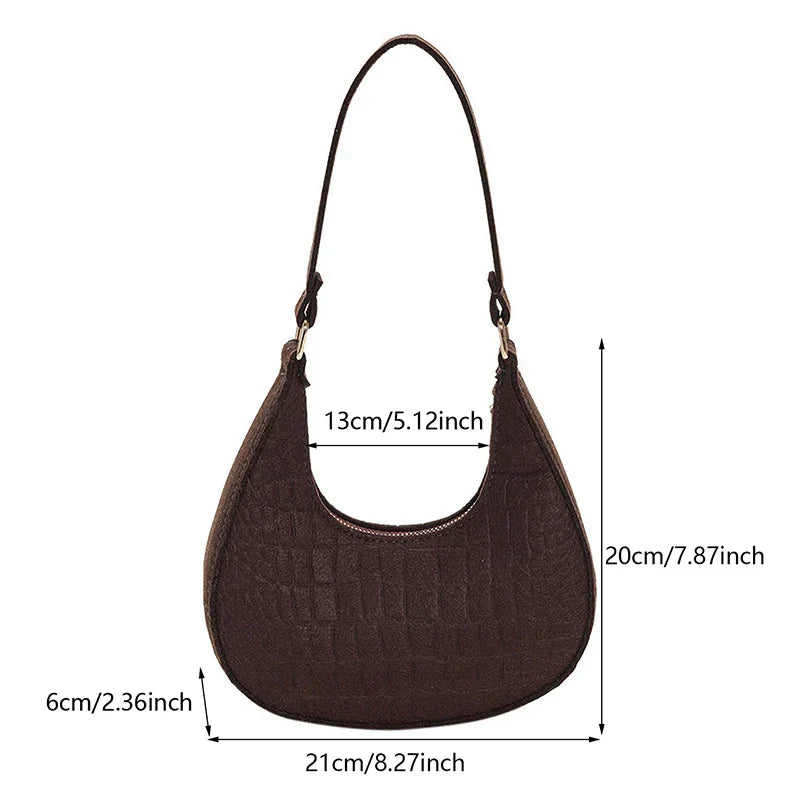 Felt half-moon shoulder bag