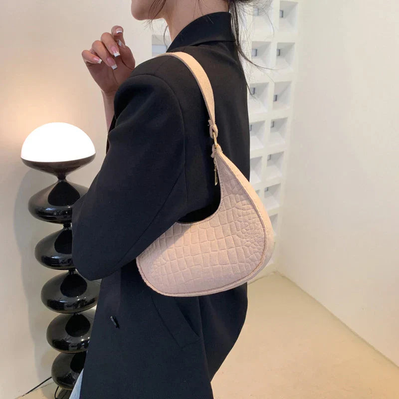 Felt half-moon shoulder bag