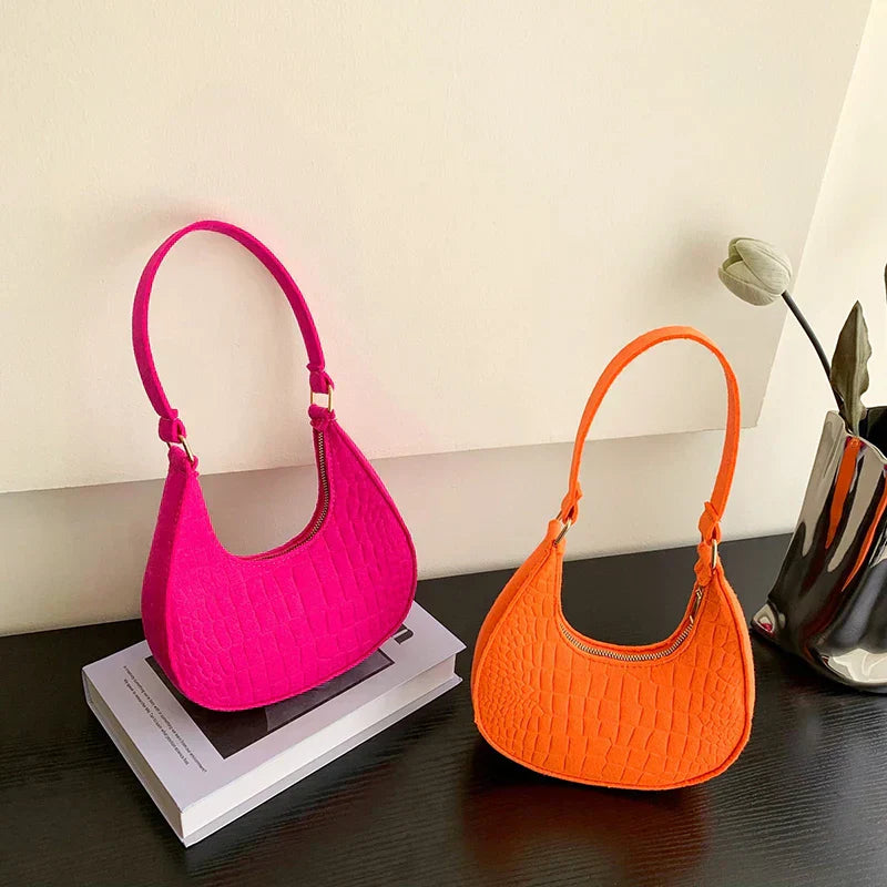 Felt half-moon shoulder bag