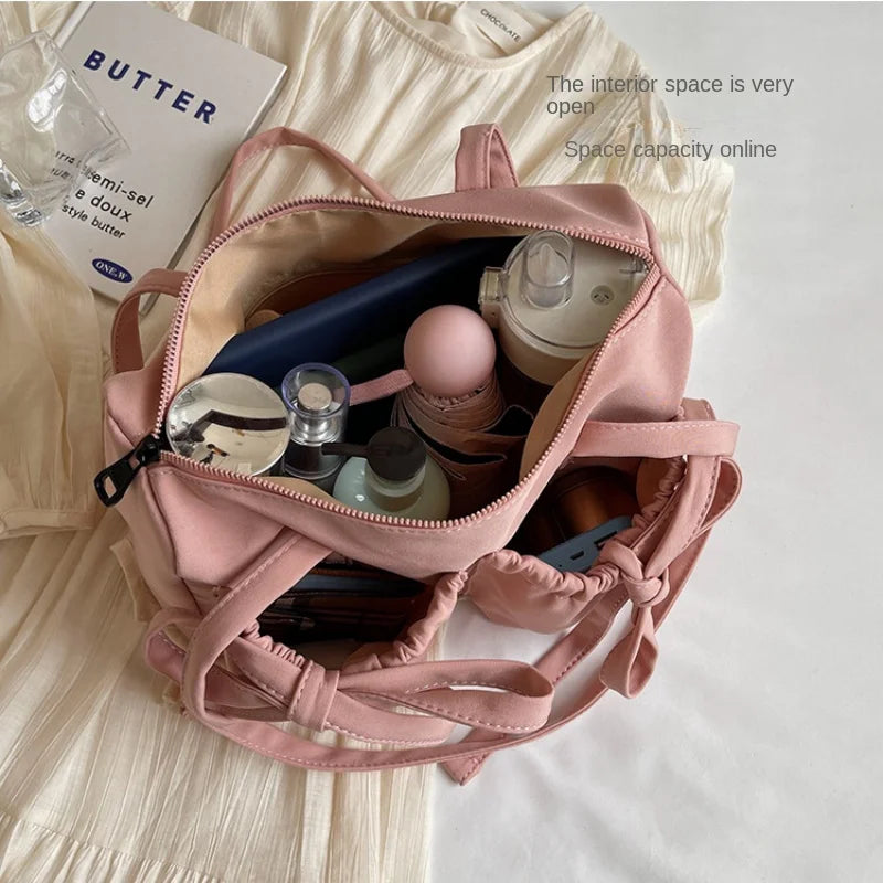 Nylon shoulder bag with bow Fina Moda