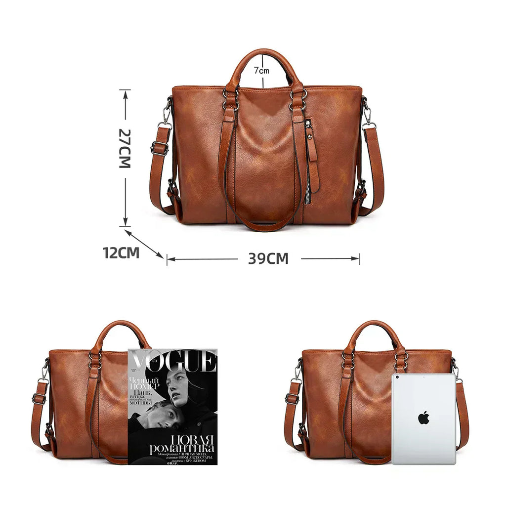 Sign | "Large leather shoulder bag".