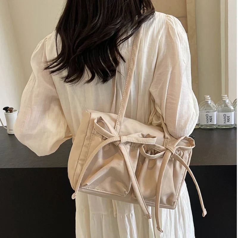 Nylon shoulder bag with bow Fina Moda