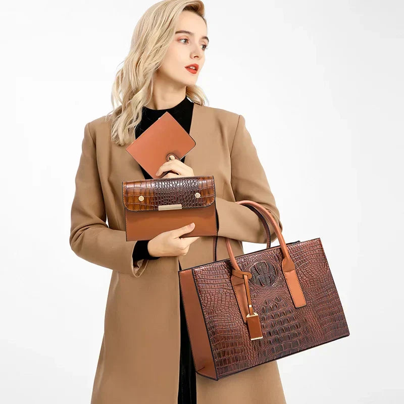 Sabina | Elegant crocodile handbag, wallet and clutch set