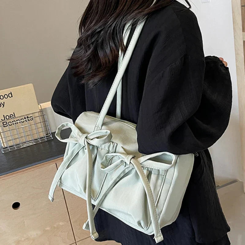 Nylon shoulder bag with bow Fina Moda