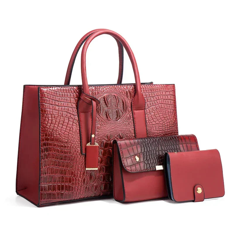 Sabina | Elegant crocodile handbag, wallet and clutch set