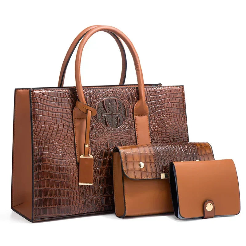 Sabina | Elegant crocodile handbag, wallet and clutch set