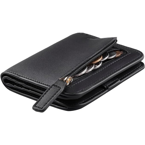 Deluxe leather compact wallet for ladies with RFID blocking - Elvira