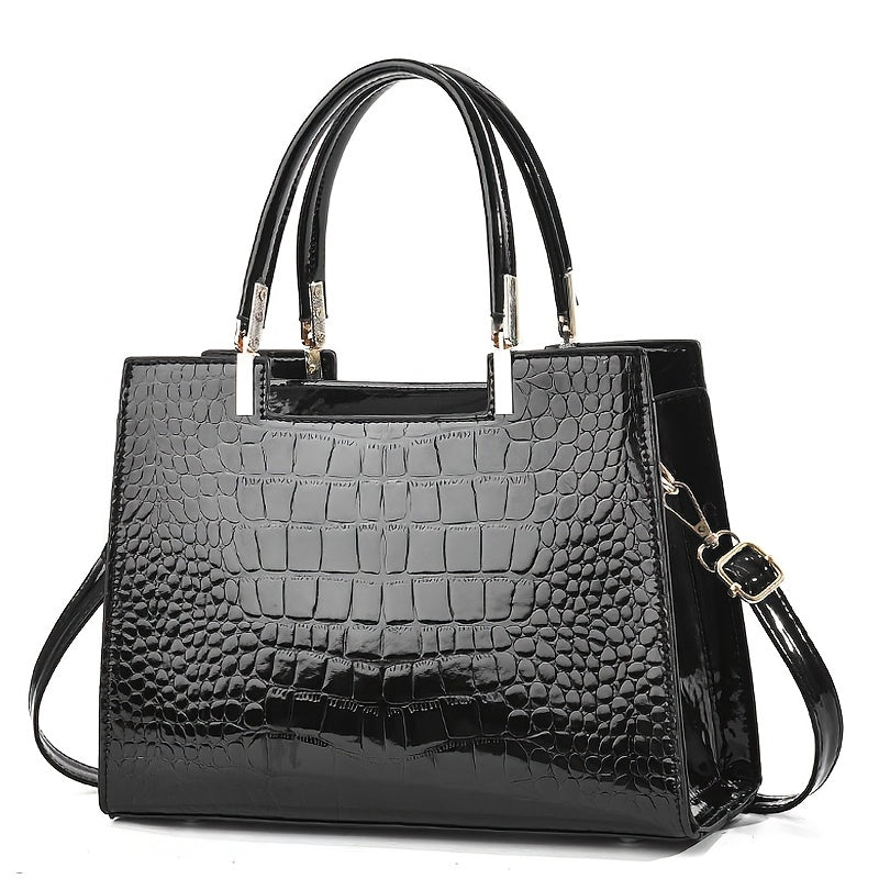 Shiny crocodile handbag