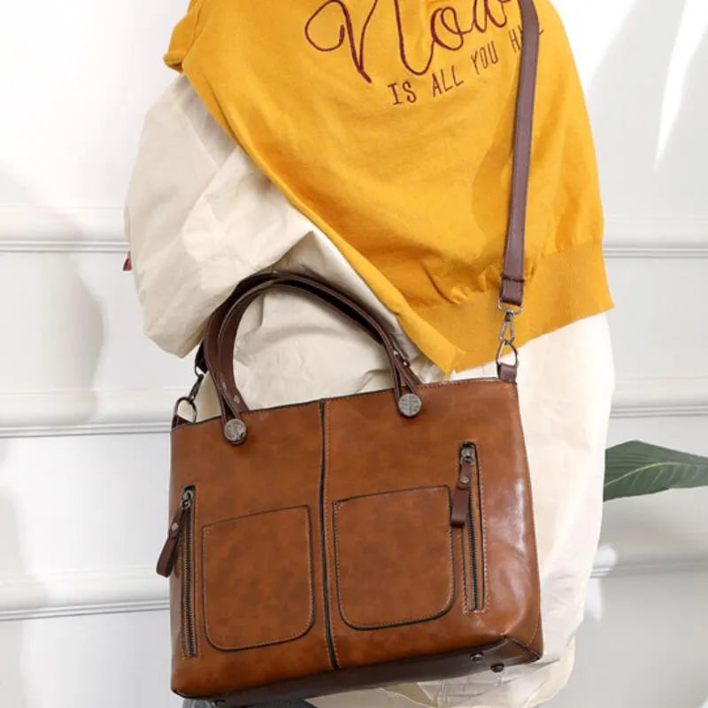 Elly - Vintage leather shoulder bag for ladies