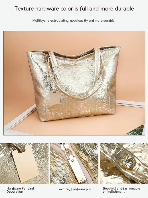 Aurora shoulder bag - Spacious bag with crocodile print