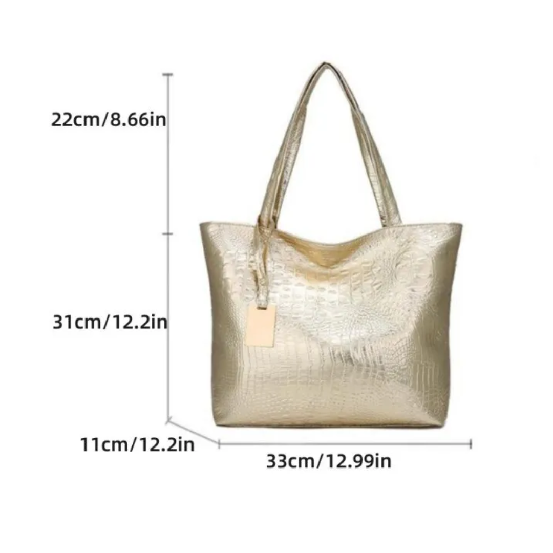Aurora shoulder bag - Spacious bag with crocodile print